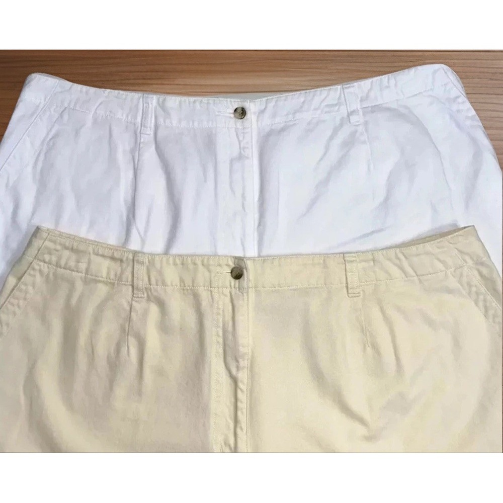 LL Bean Womens Casual Chino Shorts Outdoors Cotton Semi Pleated Plus Sz 22 Lot 2